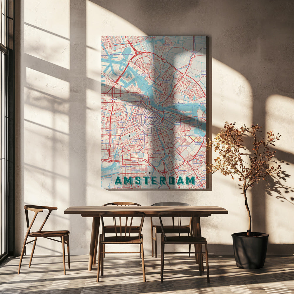 Retrokarta Amsterdam | Canvastavla