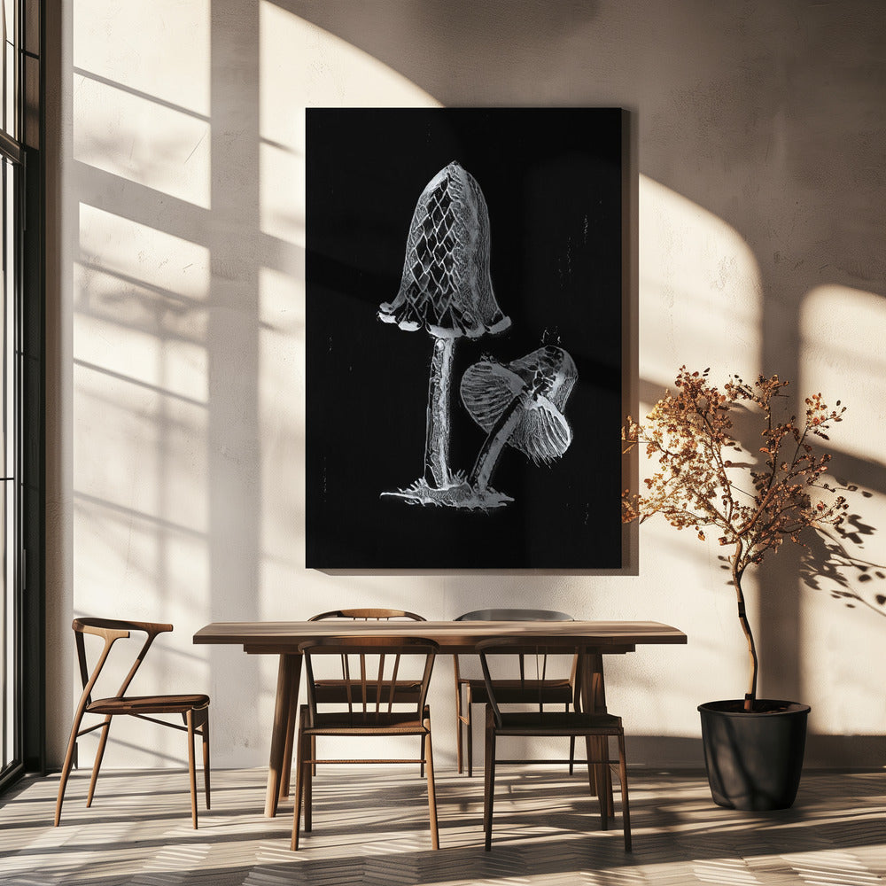 Vintage Inky Cap Ätbar Svamp Mörk Svartvit | Canvas