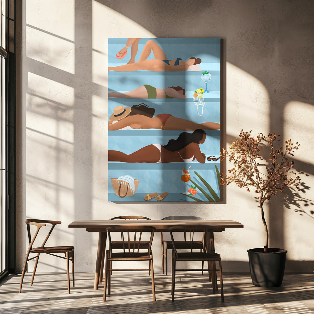 Damer vid poolen | Canvas