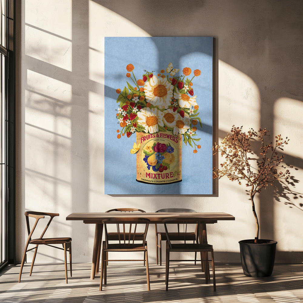 Blommor i en vintage teburk | Canvas