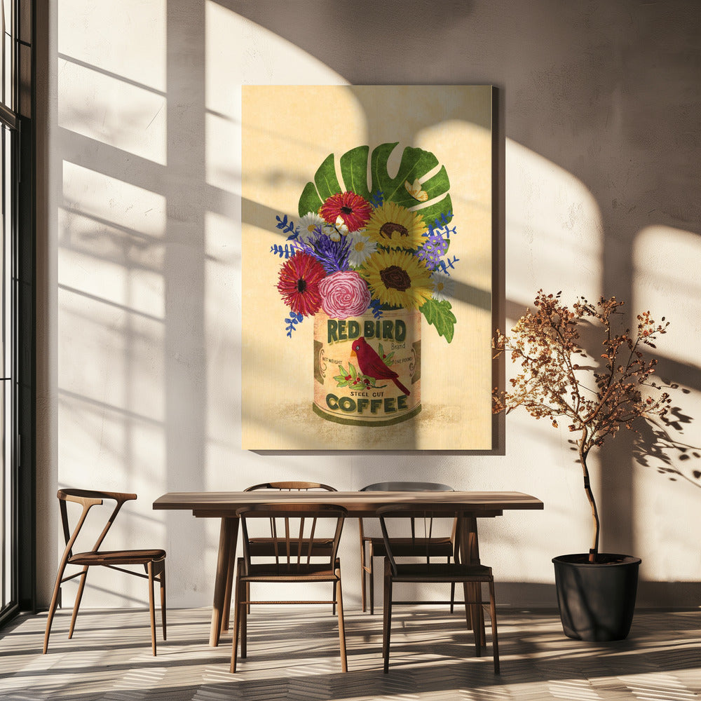 Blommor i en vintagekaffeburk | Canvas