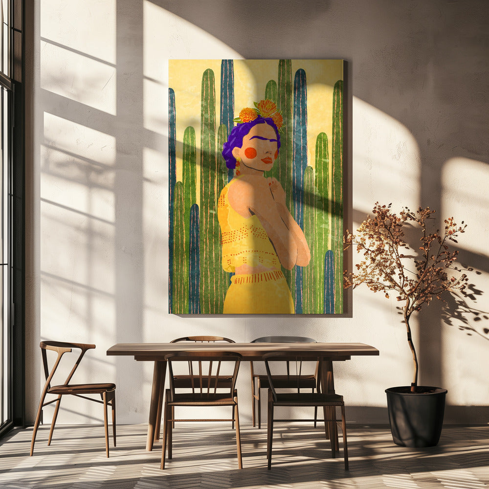 Frida i kaktusy | Wydruki na łótnie