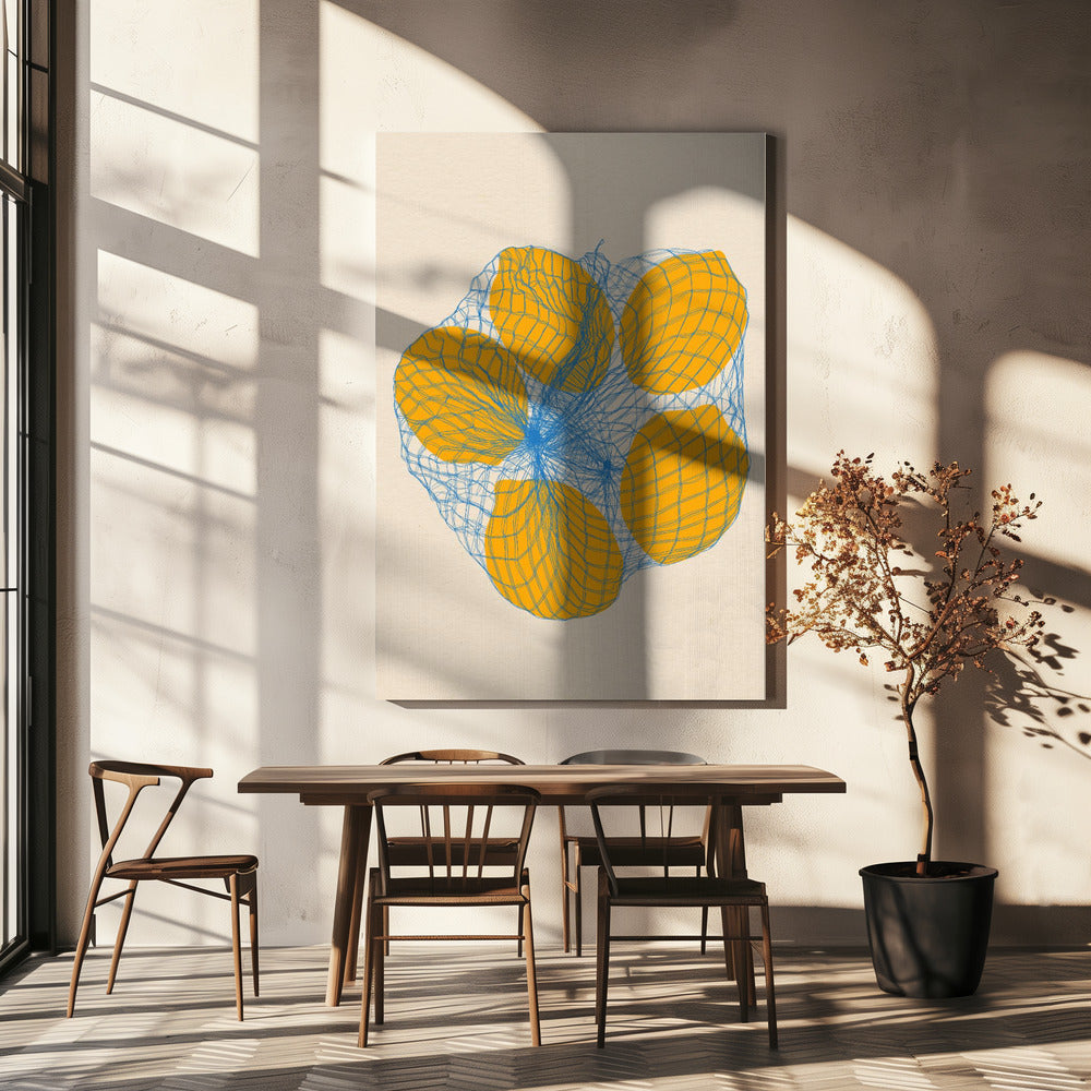 Fem citroner i en nätpåse | Canvas