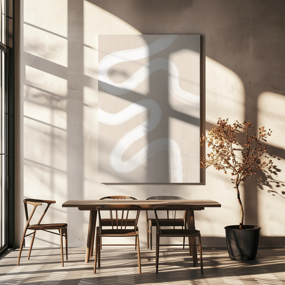 Beige Einlinienzeichnung | Leinwand-Bilder