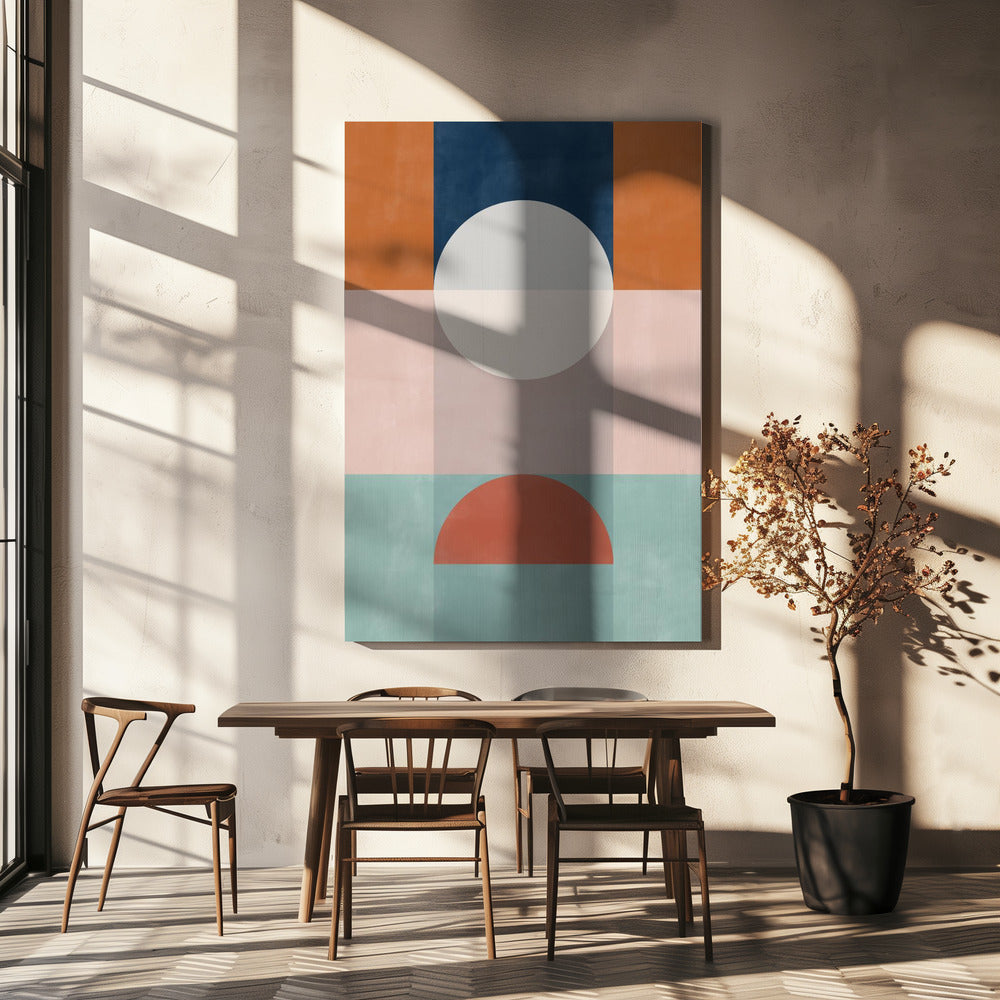 Abstrakt geometriskt konstverk med jordnära toner | Canvas