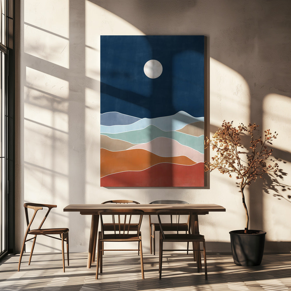 Månbelyst kullelandskap | Canvas