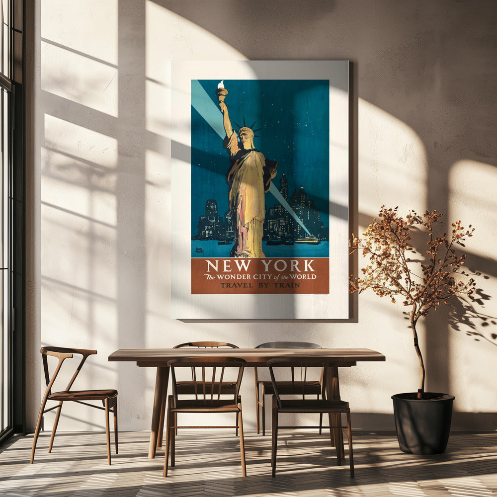New York, världens underbara stad Res med tåg (1927) Poster Av Adolph Treidler | Canvas