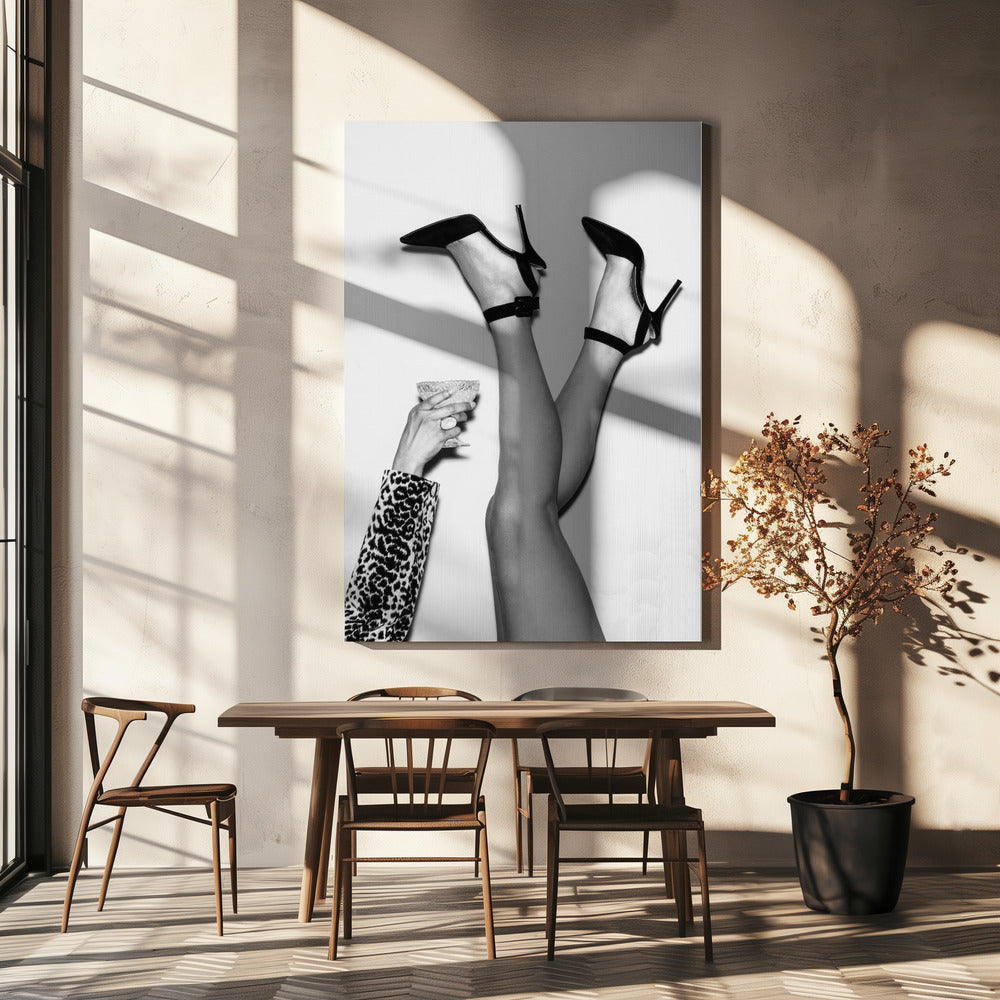 Fötter i luften svartvitt | Canvas
