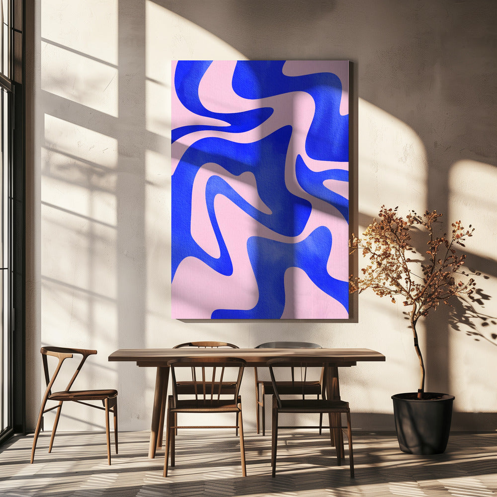 Abstrakt blå våg | Canvas