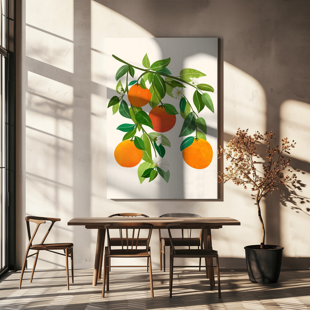Apelsiner och blommor II | Canvas