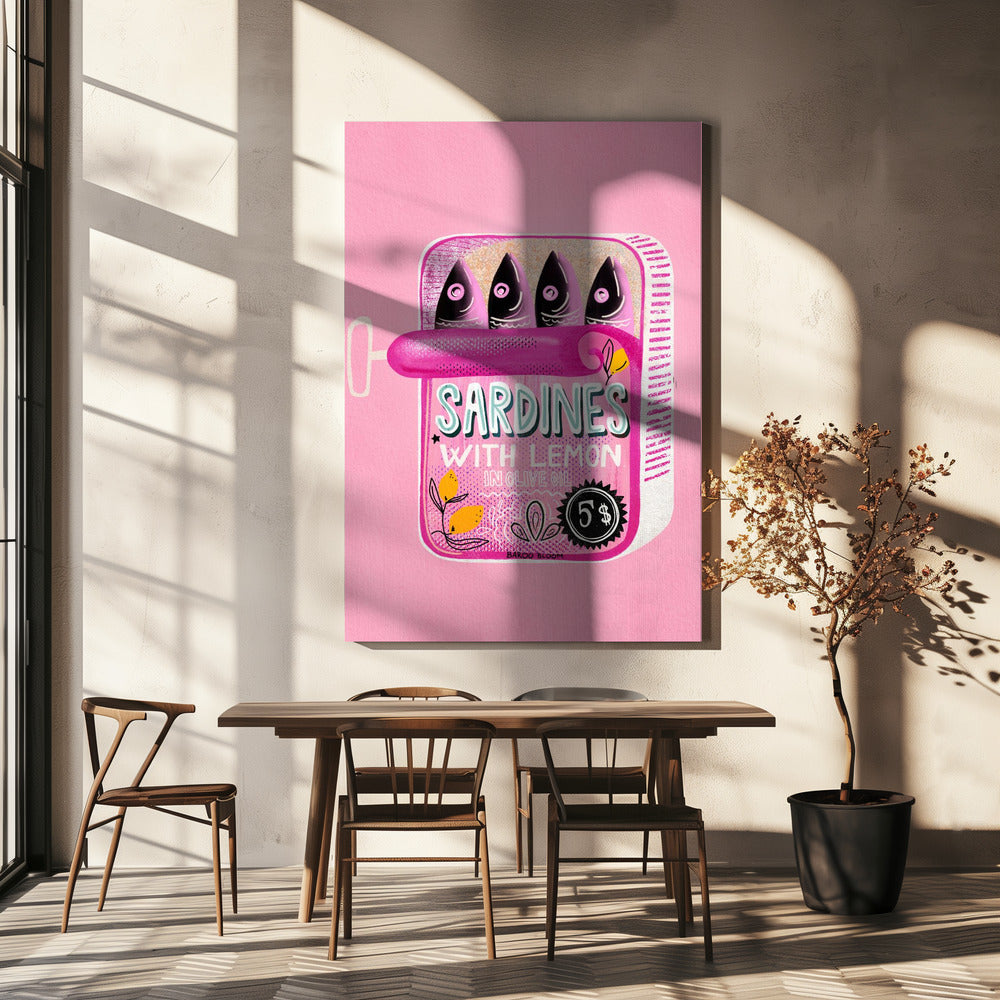 Sardiner i plåtburk rosa | Canvas