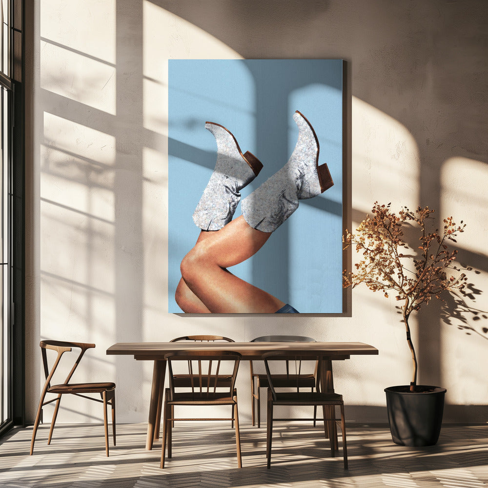 Dessa stövlar glitterblå II | Canvas