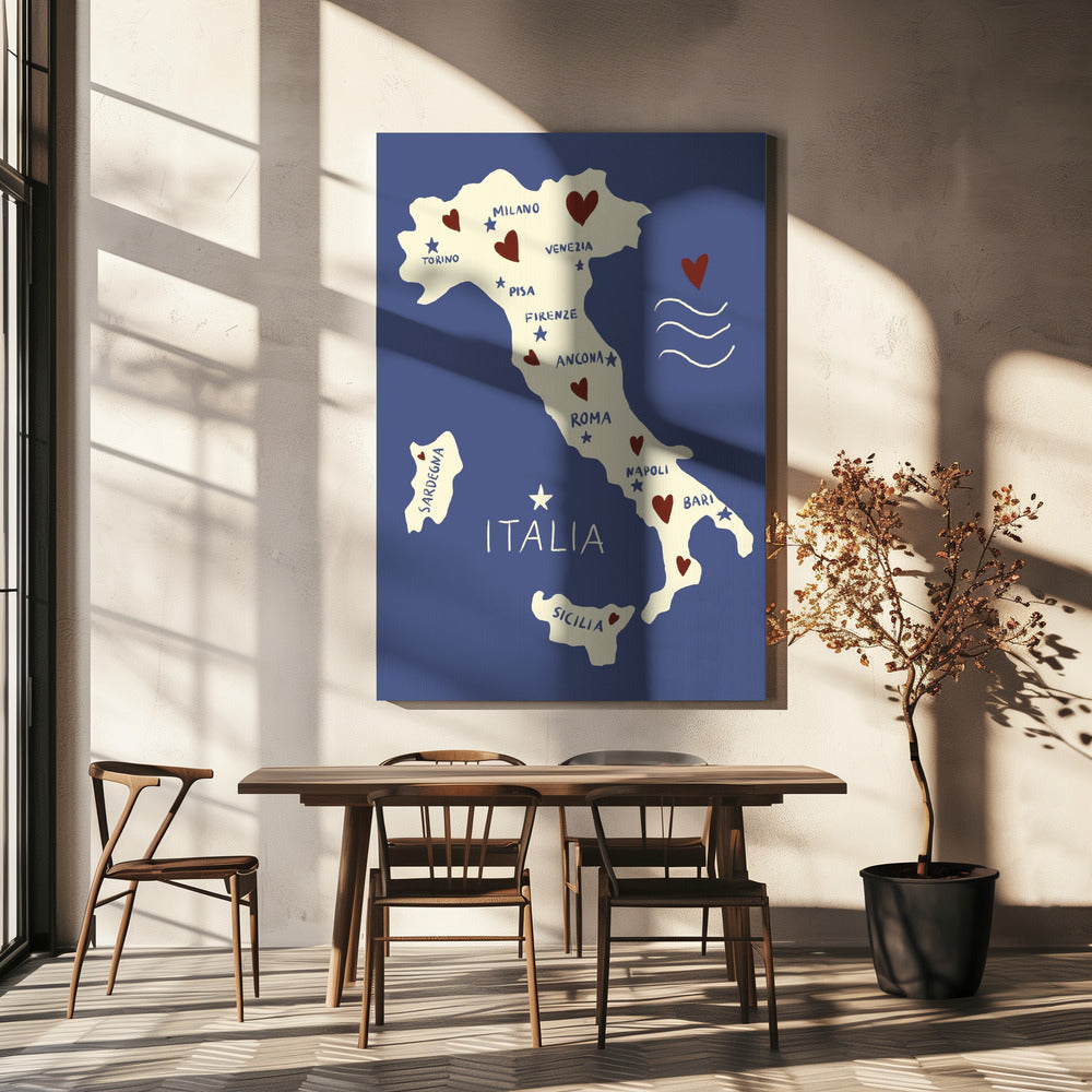 Karta över Italien | Canvas