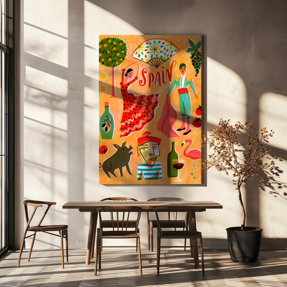 Screentryck Vintage Resor Spanien | Canvas