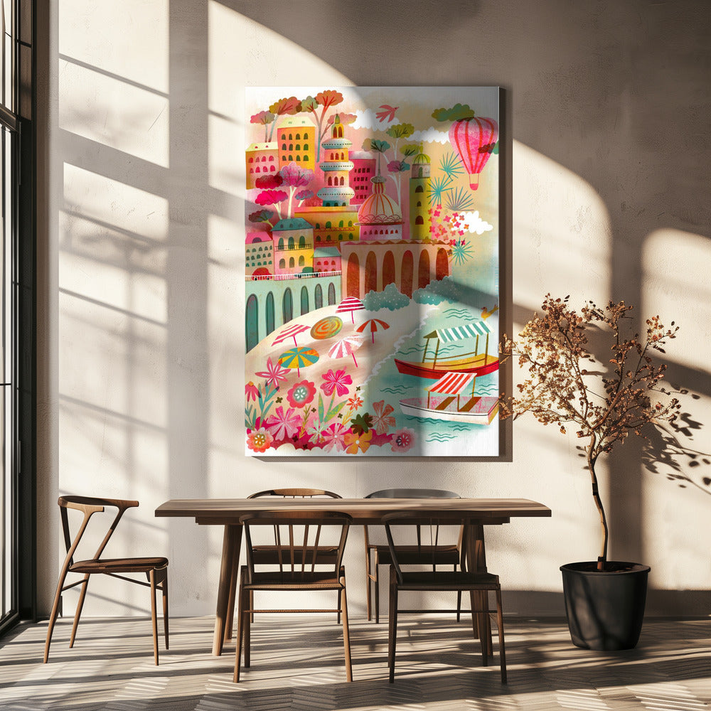 Amalfikusten Sommarutsikt Luftballong | Canvas