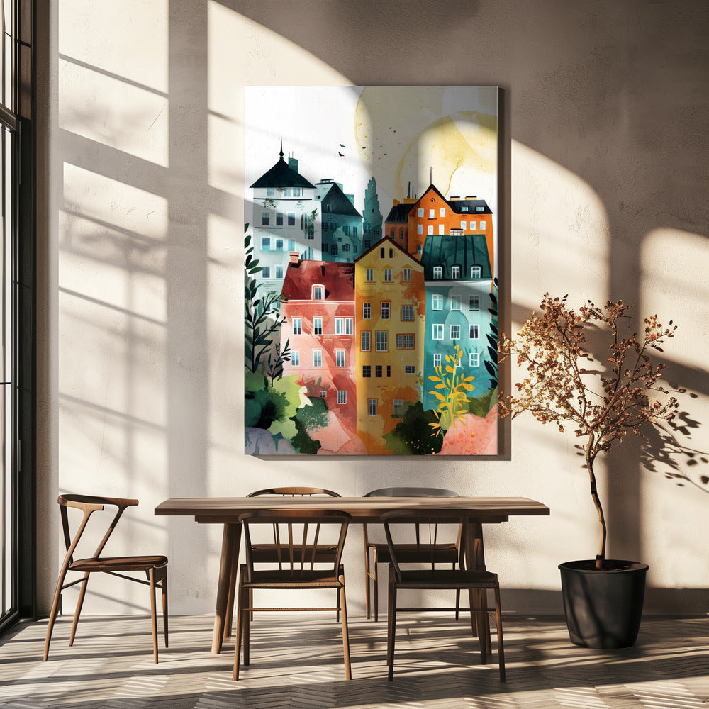 Digital målning av akvarell i Warszawa | Canvas