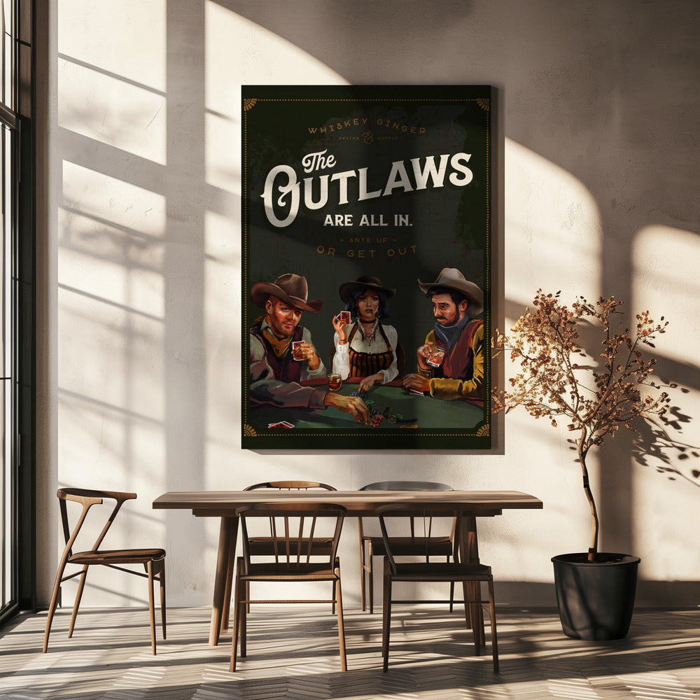 Outlaws Are All In Cool Cowboy Poker Konst | Canvastavla