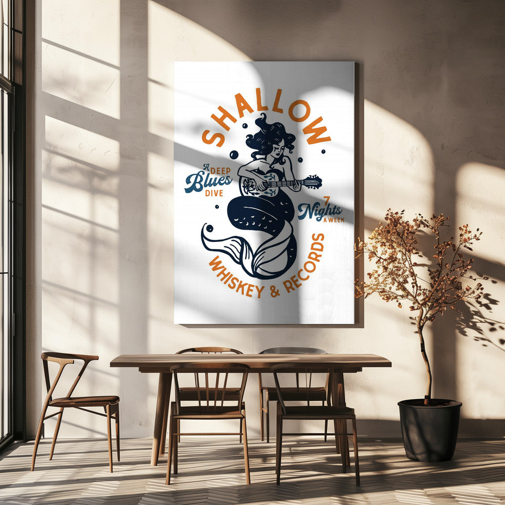 Shallow Whiskey & Records Dive Bar Music Mermaid | Canvasduk