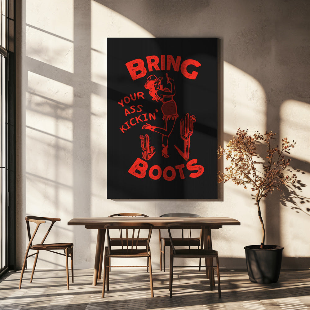 Rolig western cowgirl med rövsparkande stövlar | Canvas