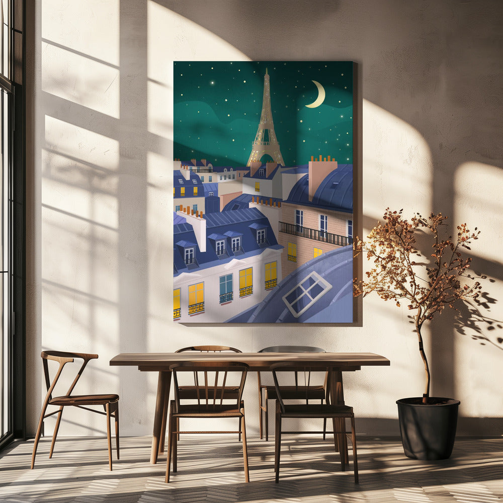 Paris på natten | Canvastavla