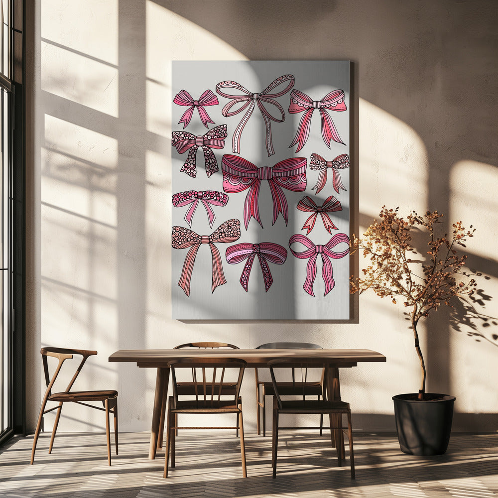 Rosa rosetter svarta linjer | Canvas