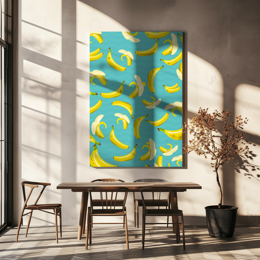 Lekfullt mönster av gula bananer | Canvas