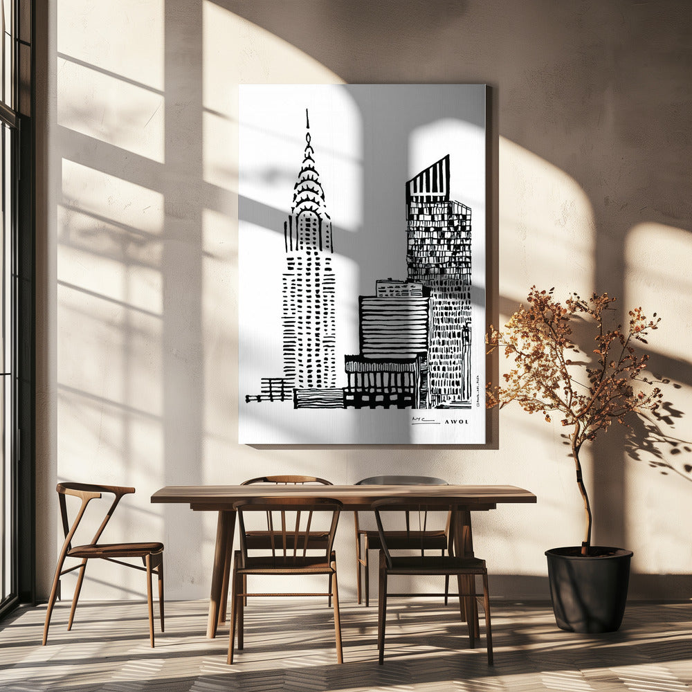 New York Citys silhuett med skyskrapabyggnader | Canvas