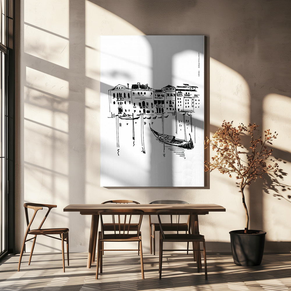 Venice Grand Canal With Gondola, Italy Travel Art Print | Canvas