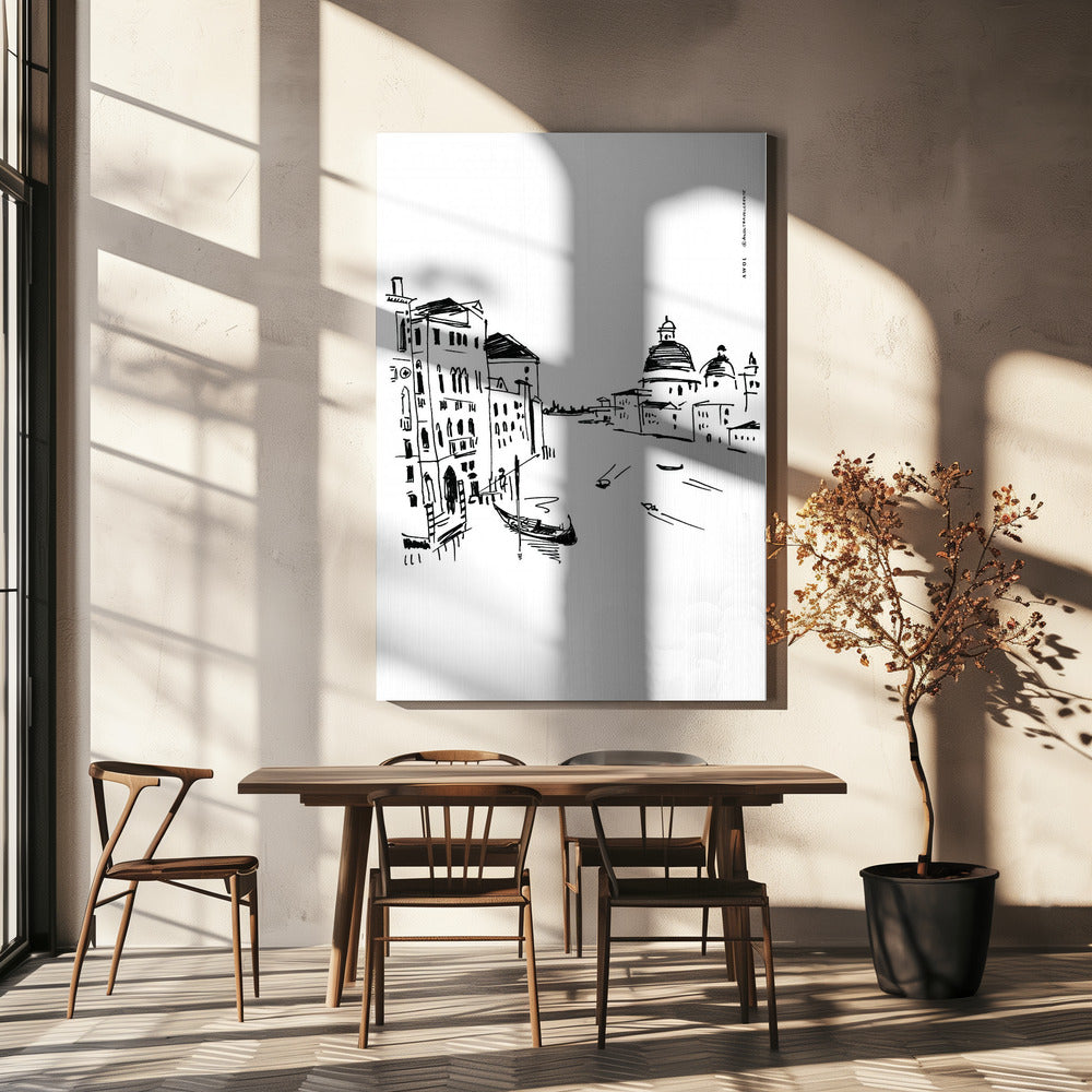 Konsttryck i Venedig med gondoler och basilika på Canal Grande, Italien | Canvas