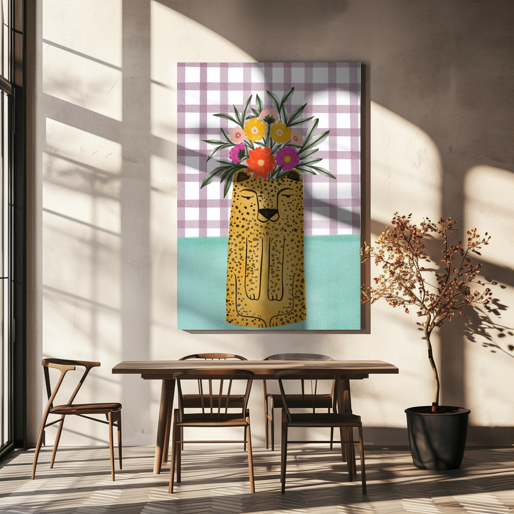 Leopard och blommor | Canvas
