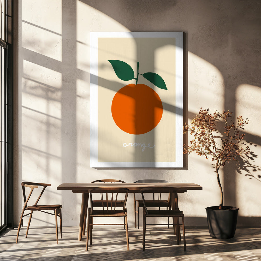 Stiliserad orange med mörkgröna blad | Canvas