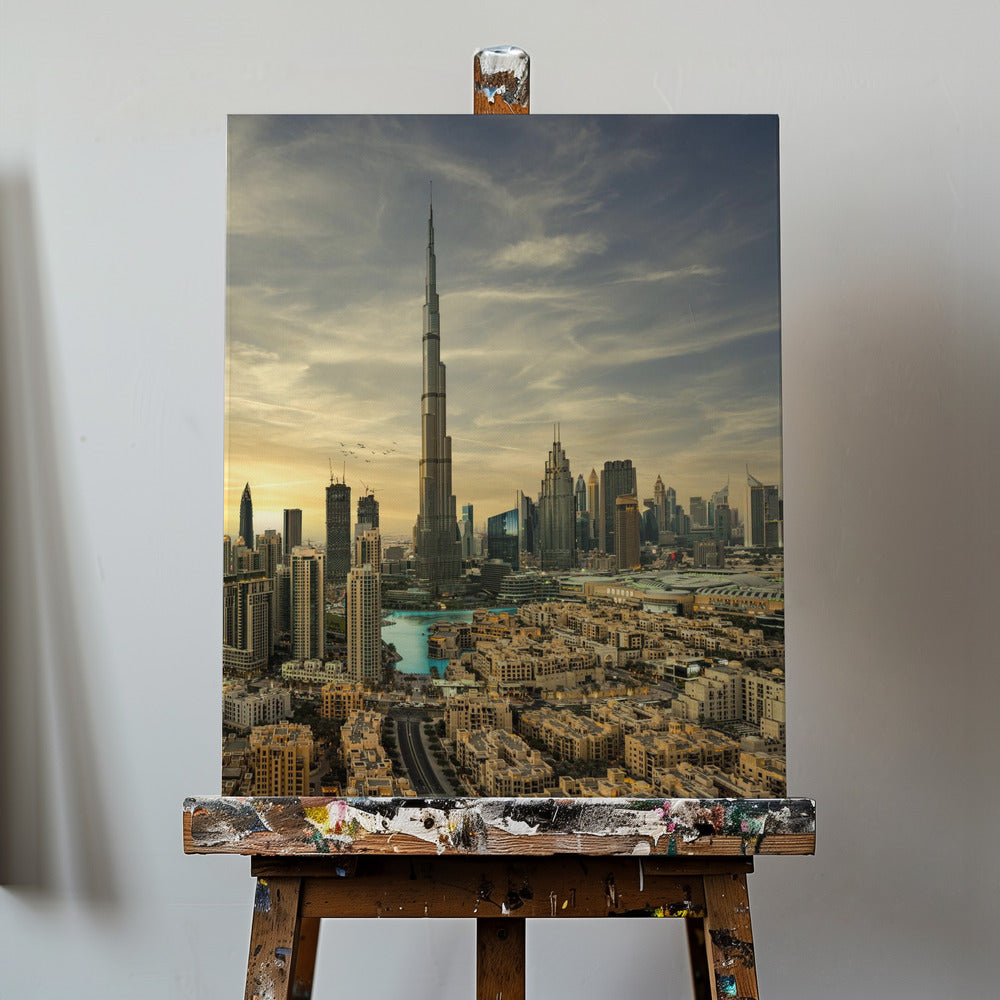 Vista del atardecer en el centro de la ciudad | Impresiones en Lienzo