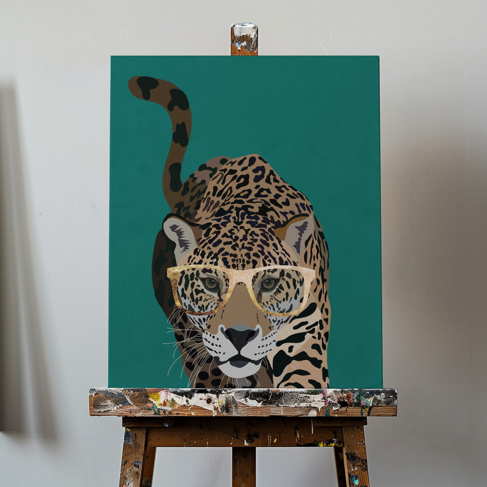 Curious green leopard | Canvas