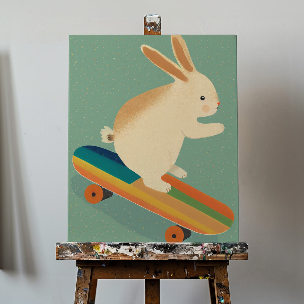 Bunny On Skateboard | Canvas