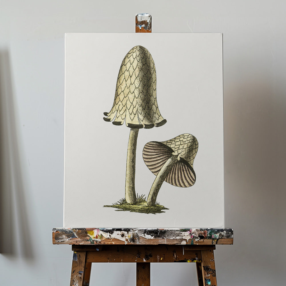 Ätbar svamp i vintage-stil med bläckmotiv | Canvas