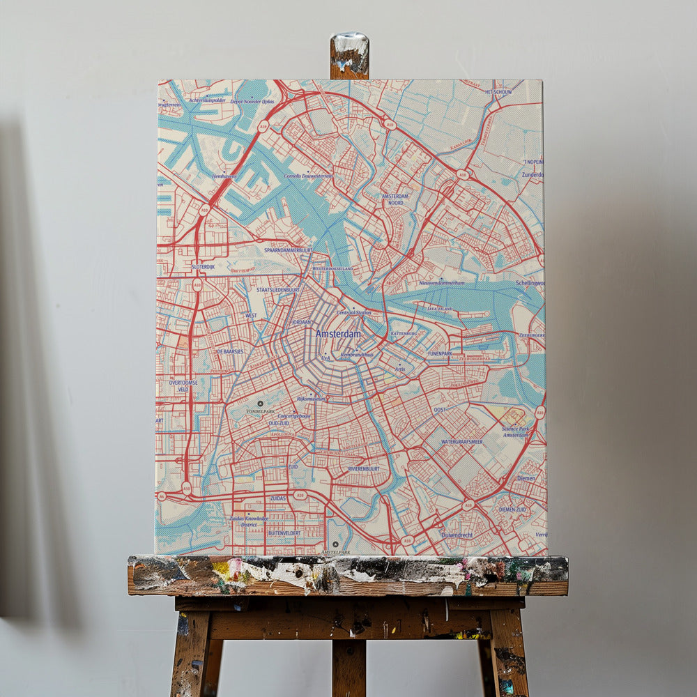 Retrokarta Amsterdam | Canvastavla