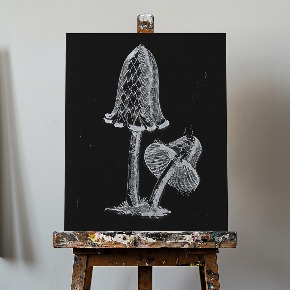 Vintage Inky Cap Ätbar Svamp Mörk Svartvit | Canvas