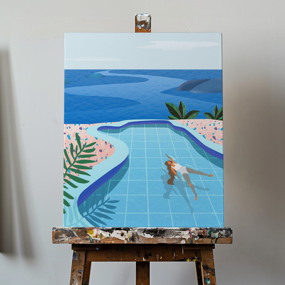 Flicka i pool | Canvastavla