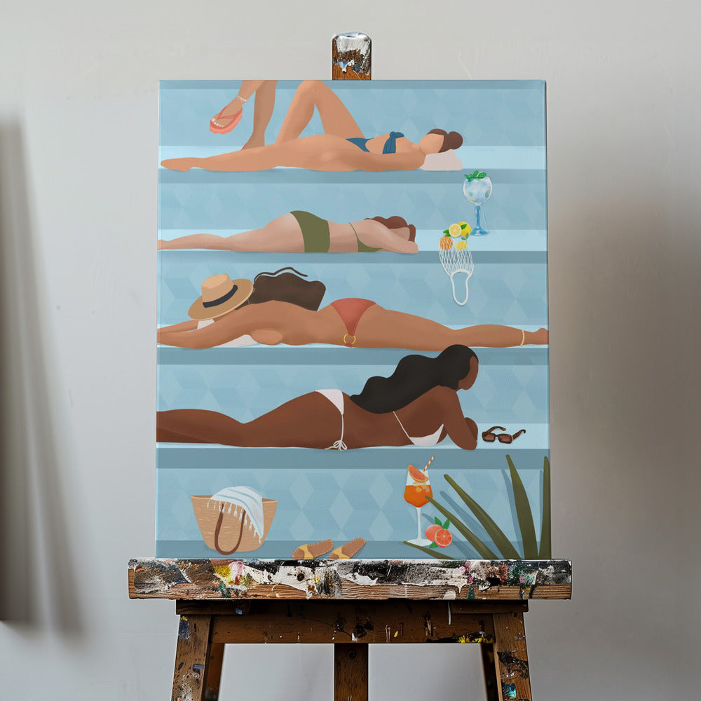 Damer vid poolen | Canvas