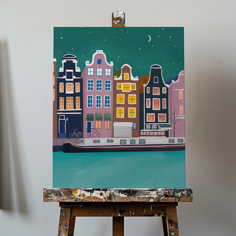 Amsterdam om natten | Lærredsbilleder
