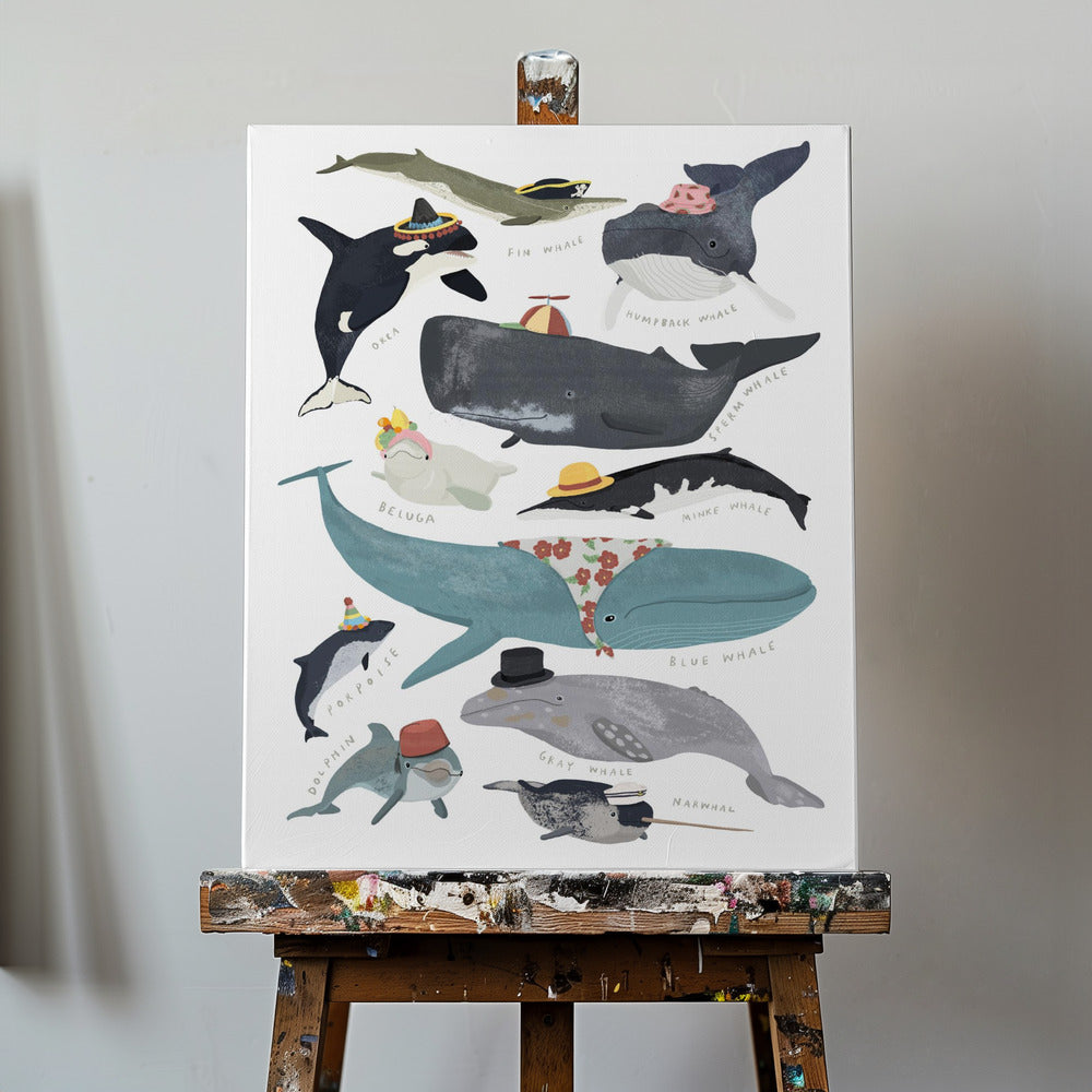 Ballenas con sombreros | Impresiones en Lienzo