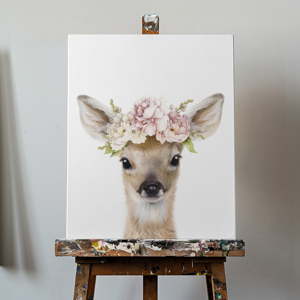 Blommig babyhjort | Canvas