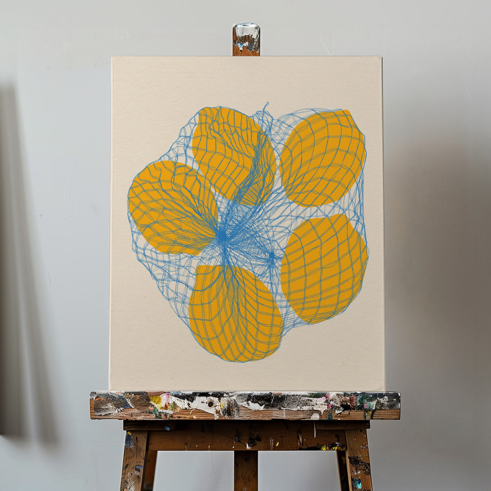 Fem citroner i en nätpåse | Canvas