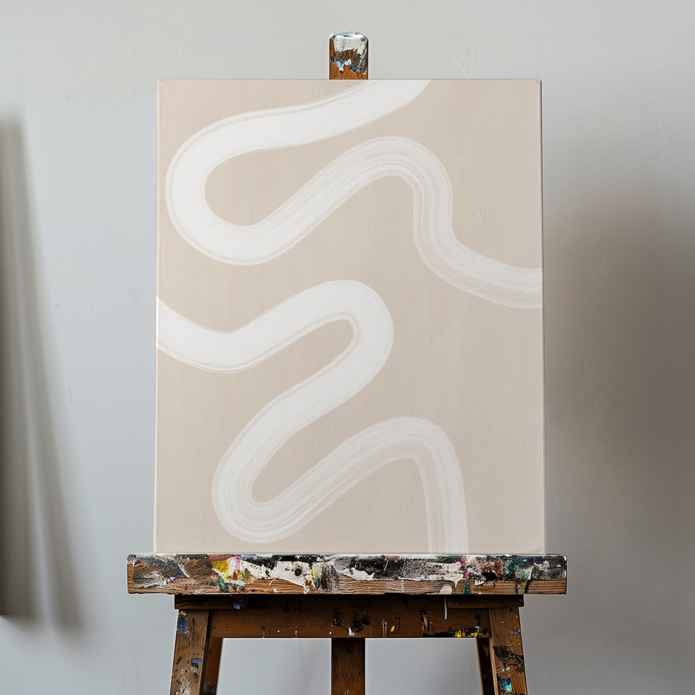 Beige Einlinienzeichnung | Leinwand-Bilder