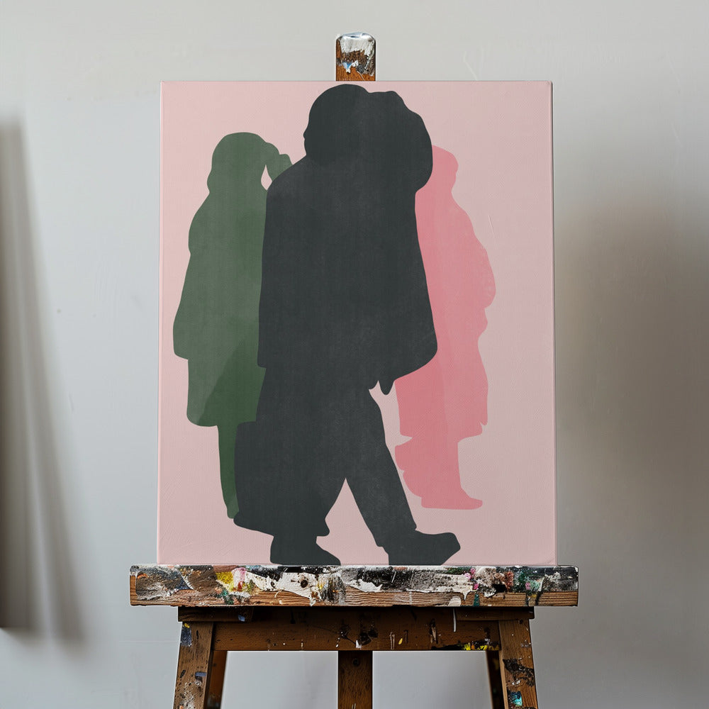 Colorful Silhouettes of Walking Figures | Canvas