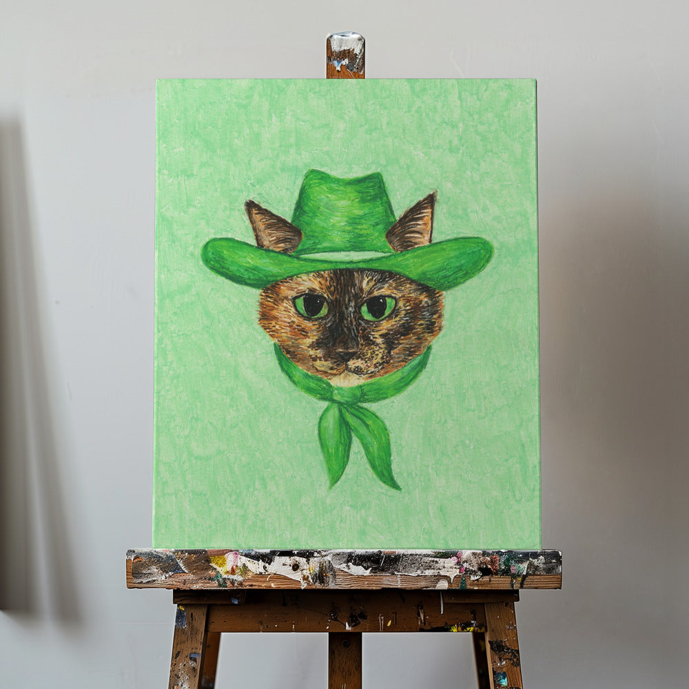 Tilly The Cowgirl Tortie Cat | Canvas