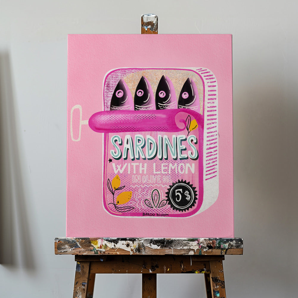 Sardiner i plåtburk rosa | Canvas