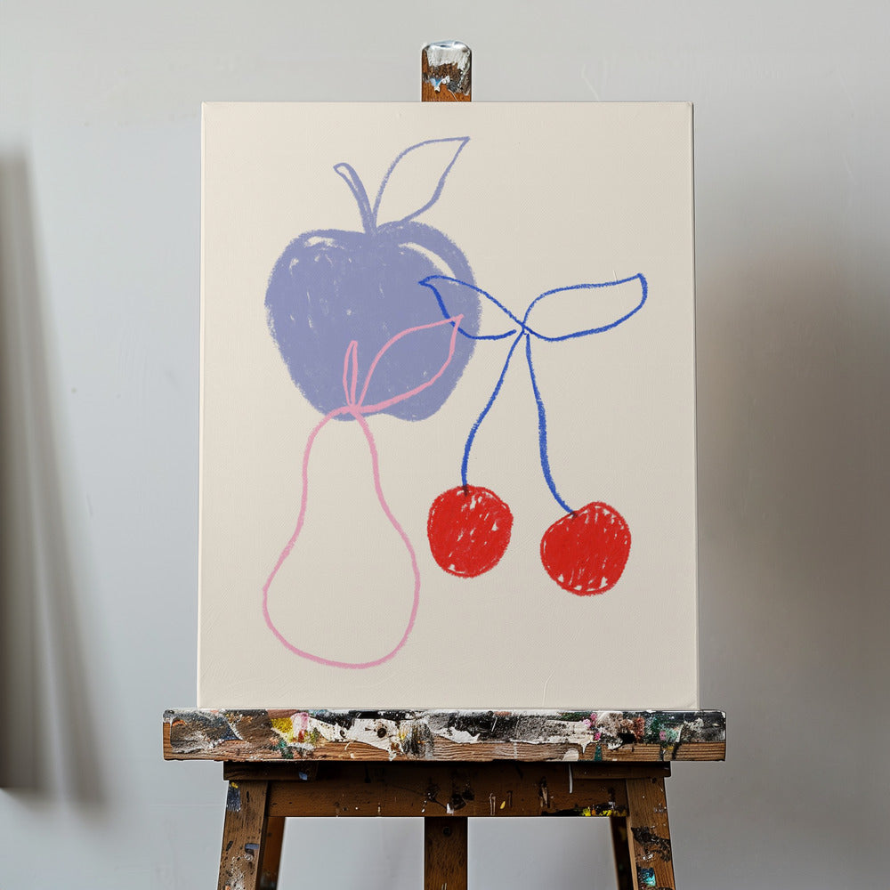 Äpple, körsbär och päron | Canvastavla