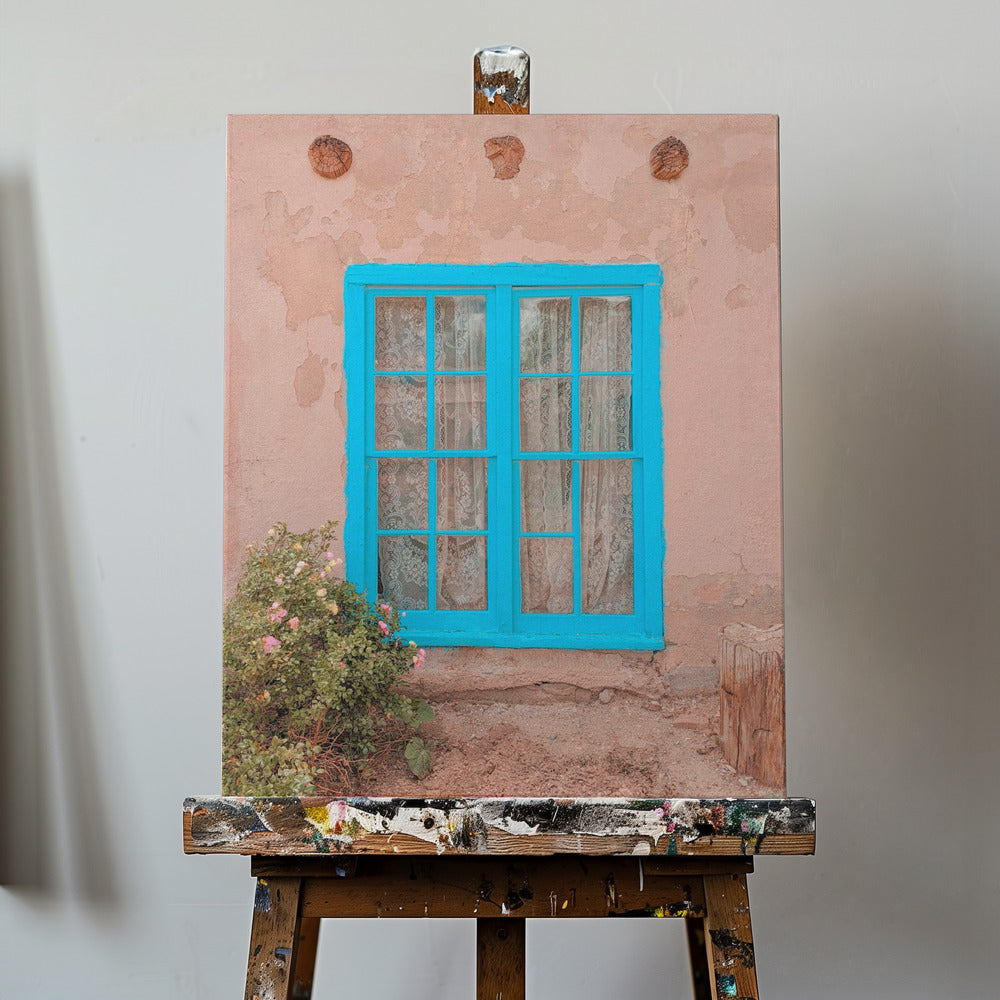 Türkisfarbenes Fenster – Taos, New Mexico | Leinwand-Bilder
