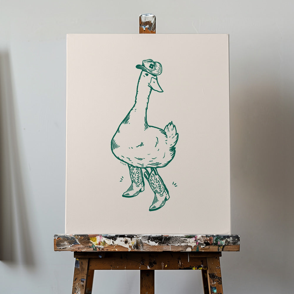 Anka i grönt westernkängor | Canvas